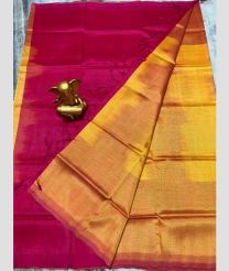 Pink and Yellow mangalagiri pattu sarees with Half and Half design