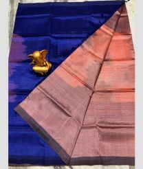 Royal Blue and Peach mangalagiri pattu sarees with Half and Half design
