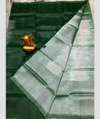 Pine Green and Cream mangalagiri pattu sarees with Half and Half design