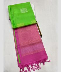 Parrot Green and Dust Pink mangalagiri pattu sarees with Jari Border design