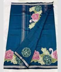 Blue Ivya and Silver mangalagiri pattu sarees with Jari Border design
