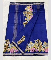 Sapphire Blue and Silver mangalagiri pattu sarees with Jari Border design