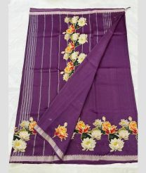 Plum Velvet and Silver mangalagiri pattu sarees with Jari Border design