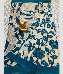 Cream and Blue Ivy mangalagiri pattu sarees with All over design