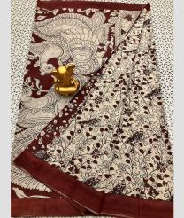 Cream and Maroon mangalagiri pattu sarees with All over design