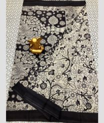 Cream and Black mangalagiri pattu sarees with All over design