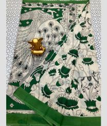 Cream and Green mangalagiri pattu sarees with All over design