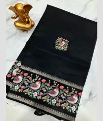 Black mangalagiri pattu sarees with Gap Border design