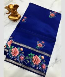 Royal Blue mangalagiri pattu sarees with Gap Border design