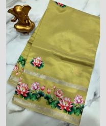 Lite Golden mangalagiri pattu sarees with Gap Border design