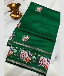 Green mangalagiri pattu sarees with Gap Border design