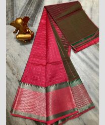 Crimson and Chocolate mangalagiri pattu sarees with All over Checks design