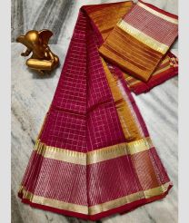 Crimson and Golden Yellow mangalagiri pattu sarees with All over Checks design