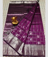 Magenta and Silver mangalagiri pattu sarees with All over Checks and Buttas design
