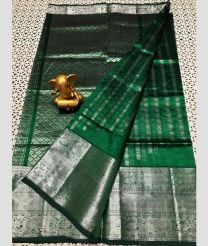 Green and Silver mangalagiri pattu sarees with All over Checks and Buttas design