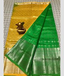 Yellow and Parrot Green mangalagiri pattu sarees with All over Checks and Buttas design