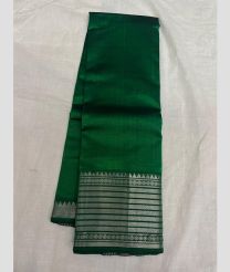 Dark Green and Silver mangalagiri pattu sarees with Plain design