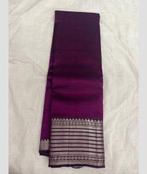 Dark Magenta and Silver mangalagiri pattu sarees with Plain design