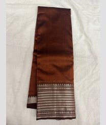 Chestnut and Silver mangalagiri pattu sarees with Plain design