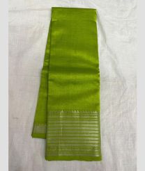 Parrot Green and Silver mangalagiri pattu sarees with Plain design