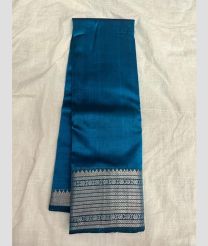 Blue Ivy and Silver mangalagiri pattu sarees with Plain design