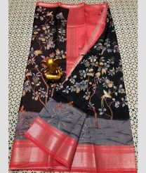 Black and Grey mangalagiri pattu sarees with Kanchi Border design