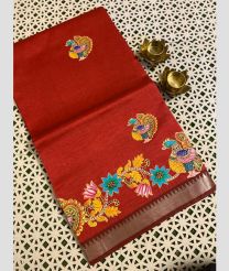 Red and Yellow mangalagiri pattu sarees with All over Printed design