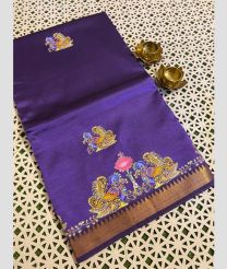 Purple and Lite Yellow mangalagiri pattu sarees with All over Printed design
