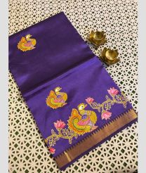 Purple and Yellow mangalagiri pattu sarees with All over Printed design