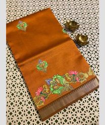 Bronze and Pista mangalagiri pattu sarees with All over Printed design