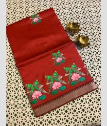 Chestnut and Green mangalagiri pattu sarees with All over Printed design