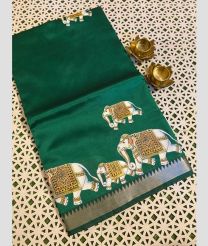 Teal and Half White mangalagiri pattu sarees with All over Printed design