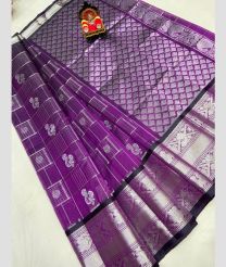 purple colour mangalagiri pattu sarees with Kanchi Border design