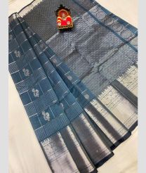 gray colour mangalagiri pattu sarees with Kanchi Border design