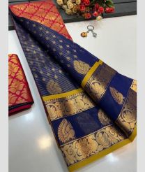 indigo colour mangalagiri pattu sarees with All over Buttas design