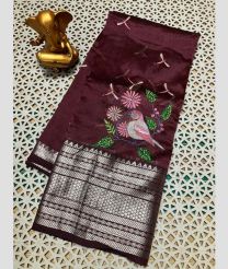 maroon colour mangalagiri pattu sarees with Kanchi Border design