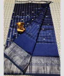 navy blue colour mangalagiri pattu sarees with Kanchi Border design