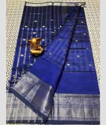 blue colour mangalagiri pattu sarees with Kanchi Border design
