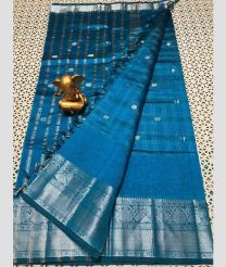 sky blue colour mangalagiri pattu sarees with Kanchi Border design