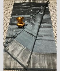 gray colour mangalagiri pattu sarees with Kanchi Border design