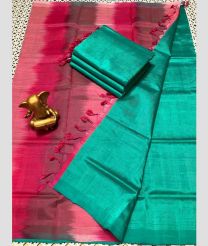cyan and pink colour mangalagiri pattu sarees with Plain design