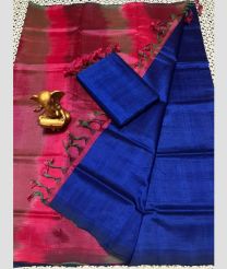 blue and brown colour mangalagiri pattu sarees with Plain design
