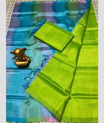 green and blue colour mangalagiri pattu sarees with Plain design