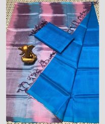 blue and pink colour mangalagiri pattu sarees with Plain design