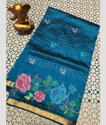 cyan blue colour mangalagiri pattu sarees with All over Checks design