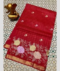 maroon colour mangalagiri pattu sarees with All over Checks design
