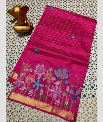 magenta red colour mangalagiri pattu sarees with All over Checks design