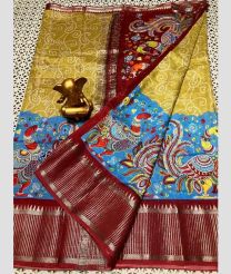 brown and maroon colour mangalagiri pattu sarees with Kanchi Border design