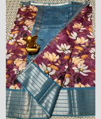 cyan blue and purple colour mangalagiri pattu sarees with Kanchi Border design