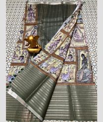 gray and light purple colour mangalagiri pattu sarees with Kanchi Border design